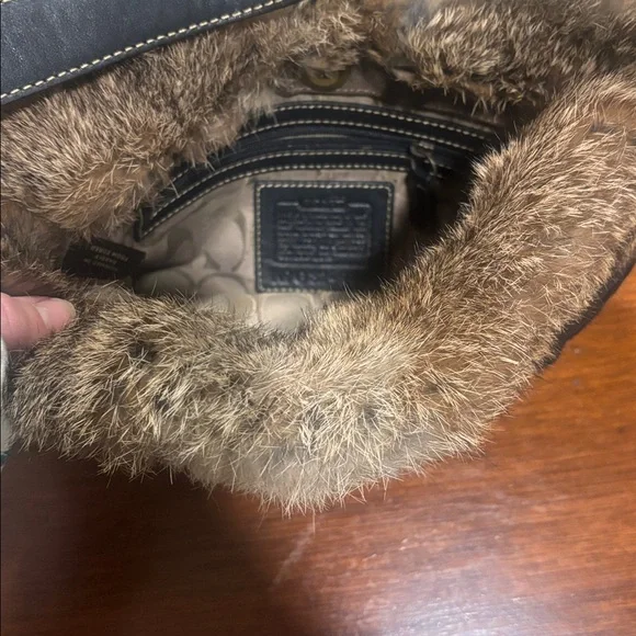 Coach purse with rabbit fur trim - Picture 3 of 3